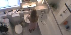 Spying my blonde Niece Jane in the bathroom