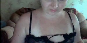 BBW girl show busty tits and strapon