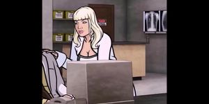 BLONDE SPY BLOWJOB - Archer cartoon porn, blowjob under table, giving head under table desk oralsex