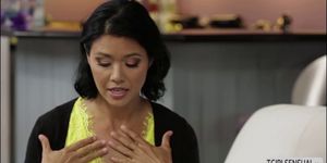 Asian tranny Jessica Fox banged hot milfs tight pussy (Alena H)