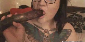 Tattooed Big Lady with Glasses Needs Real Dick