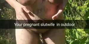 My slut-wife starts be naked outdoor like a pervert [Cuckold. Snapchat]