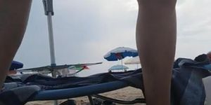 Leamilf flashing her pussy at a public beach and shows her ass and boobs