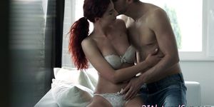 Lustful redhead girlfriend fucked in missionary