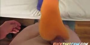 Sex kitten uses her feet to jack off bfs cock - video 1