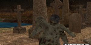 3D Zombie Gets Fucked Rough In A Graveyard