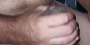 Rubbing rough cocks together with precum