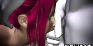 3D redhead sucks cock and gets fucked by an alien - video 1