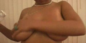 Latina teen with Natural Big tits helps herself