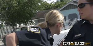 Girlfriend beater is caught and apprehended by horny milf cops
