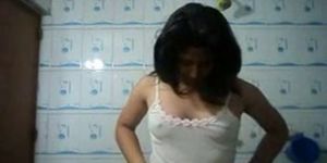 Hot Indian babe strips and shows tits in shower (Jayde )