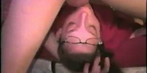 Homemade vid of a brunette getting facefucked and facialized
