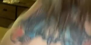 White And Italian Girl With Tattoos Bouncing On My Black Cock