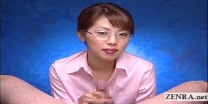 Subtitled CFNM POV Japanese femdom teacher handjob