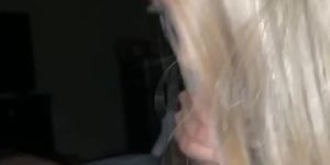 Blonde cute girl sucks cock