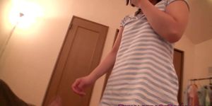 Japanese teen schoolgirl gargling some cum