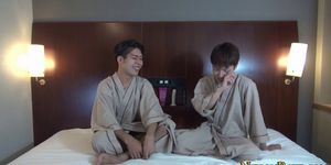 Lubed up japanese twink gets ass banged