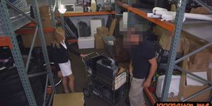 Hot milf banged in storage room for cash