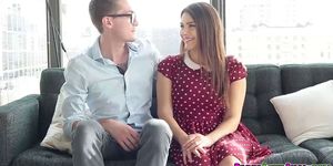 Valentina Nappi blowjob her boyfriend on the couch