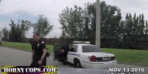 Cops get suspect to spread his legs and take their big cocks