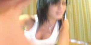 Cute Asian girl fingering on her webcam