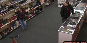 Couple girls trying to steal at the pawnshop and get fucked
