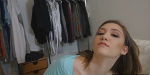 Teen Riley Mae gets cum in mouth from stepbro