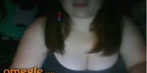 Omegle 19 - Redhead reveals huge boobs with pink nipples
