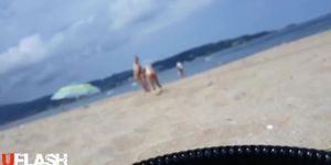 Beach girls changing dress in nudist Beach