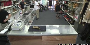 Interracial gay fucking in the pawnshop