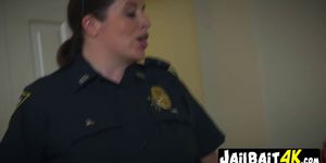 Female cops in uniform confiscate for their pleasure a BBC