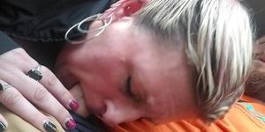Car BlowJob with Huge Oral Creampie Swallow Queen at it again