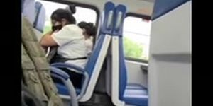 Cum next to girl in train