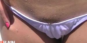 Topless Pussy Slip Nude In Public Outdoor Beach