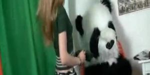 Panda Gets Caught By Sexy Soldier Girl