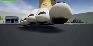 Giantess Furry stomps then vores and digests a tiny