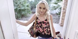 Blonde kinky teenager sucks