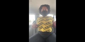 Ebony Deepthroat and Squirt Dildo in Parking Lot Try Not to Get Caught
