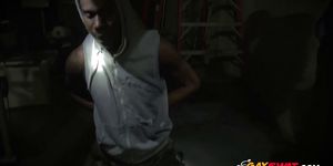 Cheater gets his asshole drilled by horny gay officers in warehouse