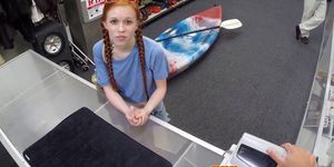 XXXPAWNSHOPS - SEEN 50 TIMES-Pigtailed redhead pawnee facialized for cash