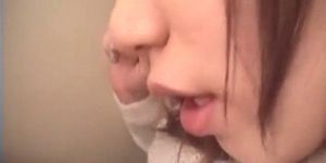 Teen Asian chick pussy banged from behind in public toilet