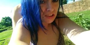 Blue Hair Teen In The Park
