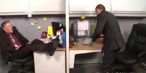 BIG DICKS AT SCHOOL - Muscled officehunk fucked by annoying stud