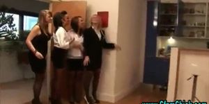 Cfnm femdom girls office handjob - video 1