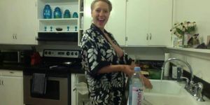 hot pregnant wife ass slapping in kitchen