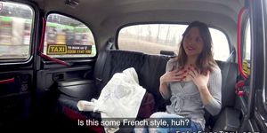 Brunette spinner bangs in fake taxi