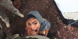 Arab Whore With Mouth And Hands Full Of Cock Outdoors