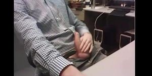 dad strokes cock at the office 3