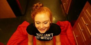 Redhead babe Blowjob and swallow