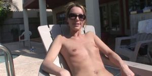 SMALL TITS GIRLS - Small Tit Honey Teasing By the Pool